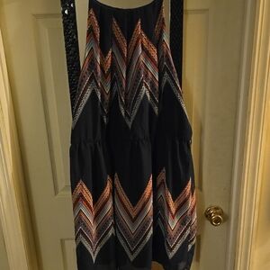 Chevron Patterned Black Dress